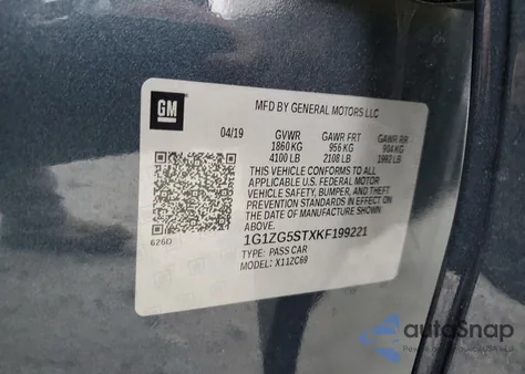 2019 Chevrolet Malibu Rs from USA, damaged, VIN 1G1ZG5STXKF199221